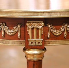 French Louis XVI Mahogany Guéridon with Marquetry Top and Bronze Mounts