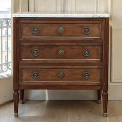 French Louis XVI Mahogany Marble Top Commode