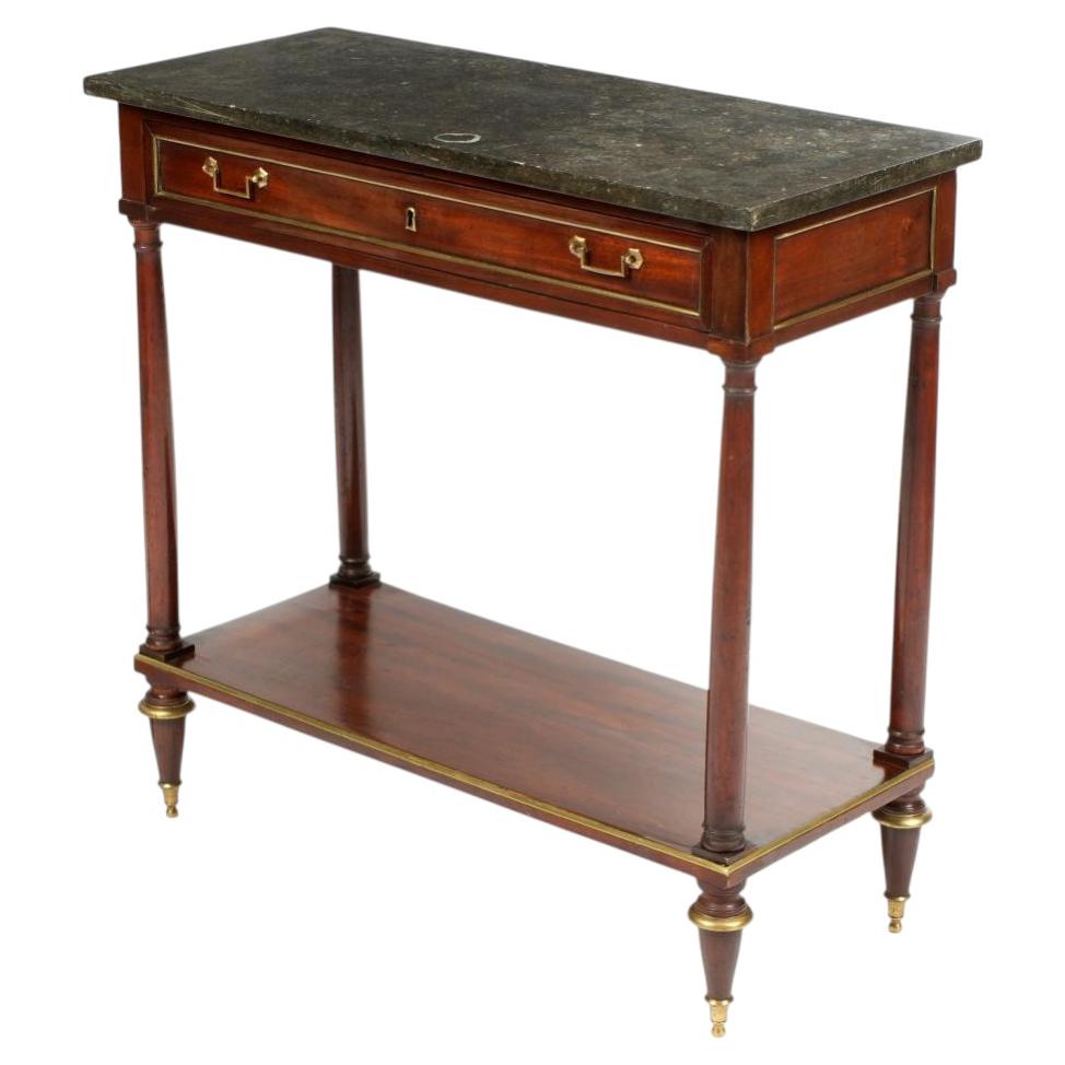 French Louis XVI Mahogany Marble Top Console Table, 18th Centry