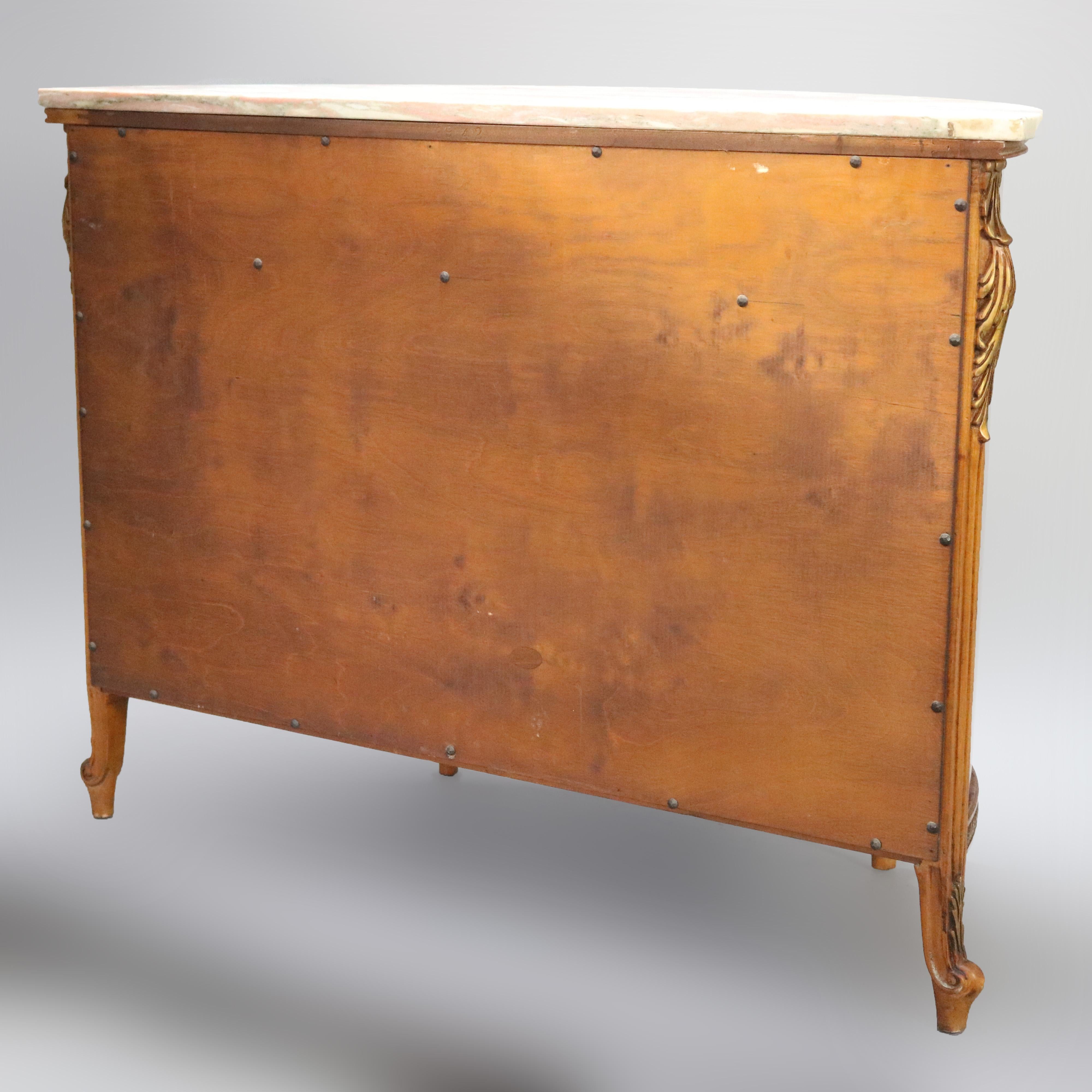 French Louis XVI Mahogany Marquetry Satinwood Inlaid Demilune Credenza 4