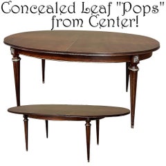 French Louis XVI Mahogany Oval Pop-Leaf Dining Table