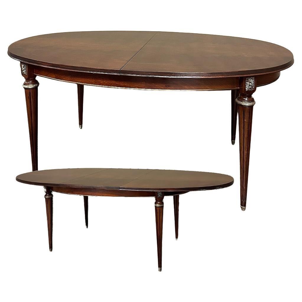 French Louis XVI Mahogany Oval Pop-Leaf Dining Table