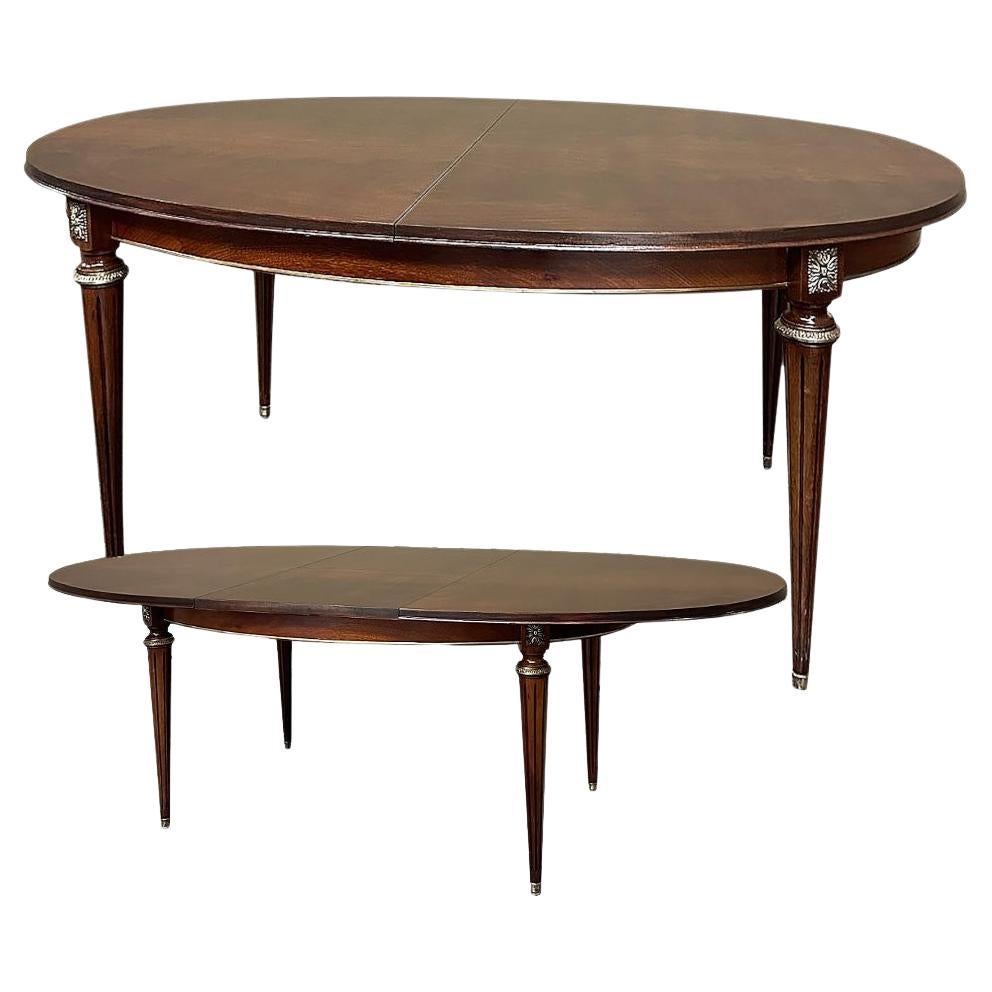 French Louis XVI Mahogany Oval Pop-Leaf Dining Table
