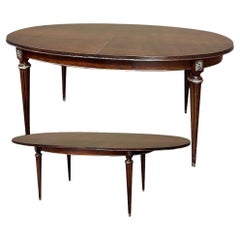 French Louis XVI Mahogany Oval Pop-Leaf Dining Table