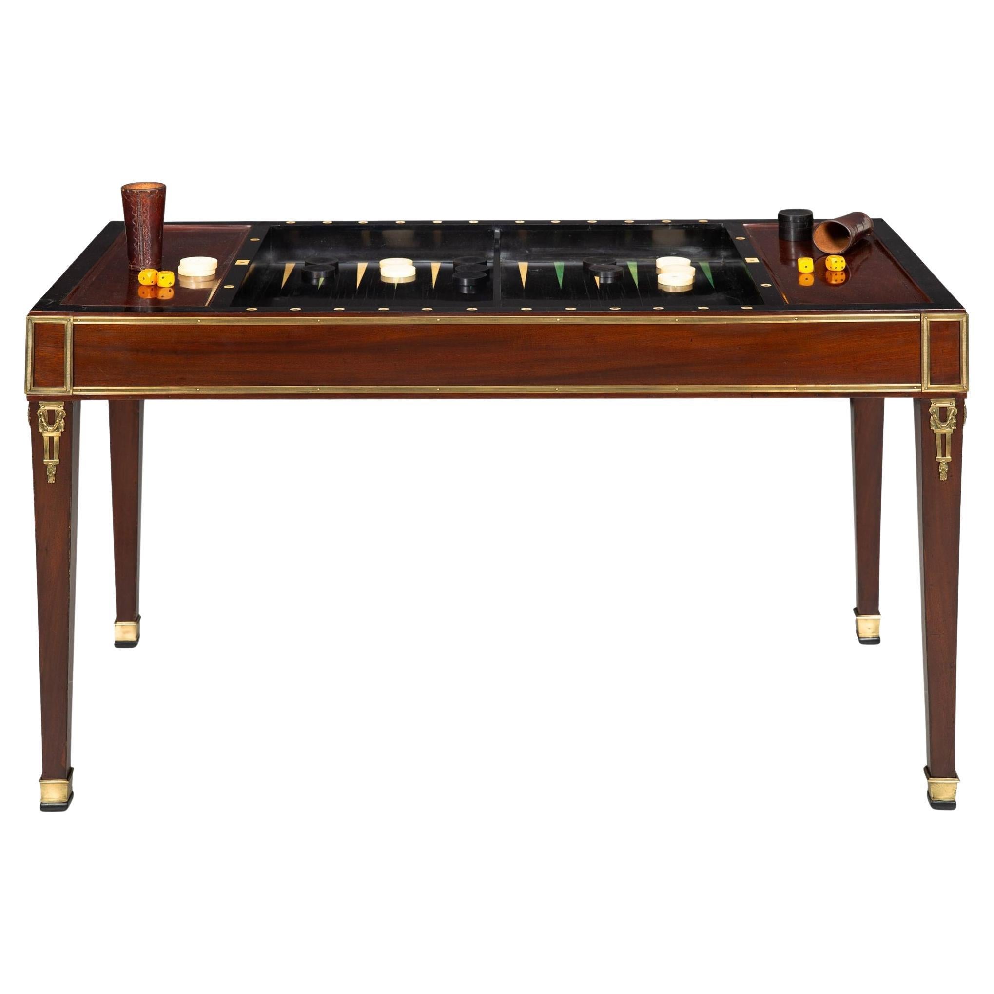 French Louis XVI Mahogany Writing Desk Tric-Trac Game Table circa 1785 For Sale
