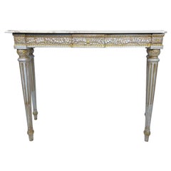 French Louis XVI Maison Jansen Beige and Gold Carved Console Table