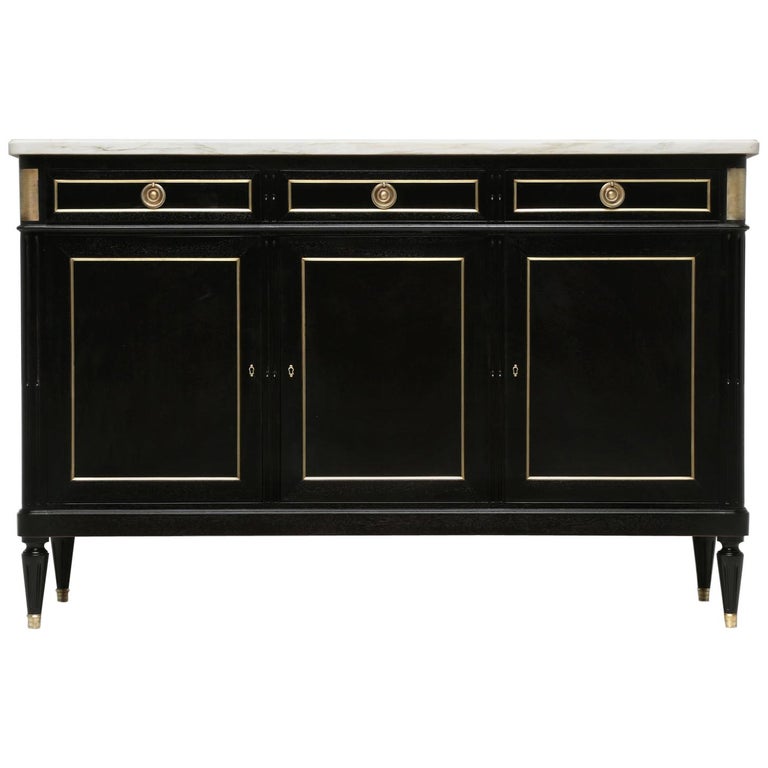 Louis XVI–Style Maison Jansen–Inspired Ebonized Buffet, 1930s, Offered by Antiques on Old Plank Road