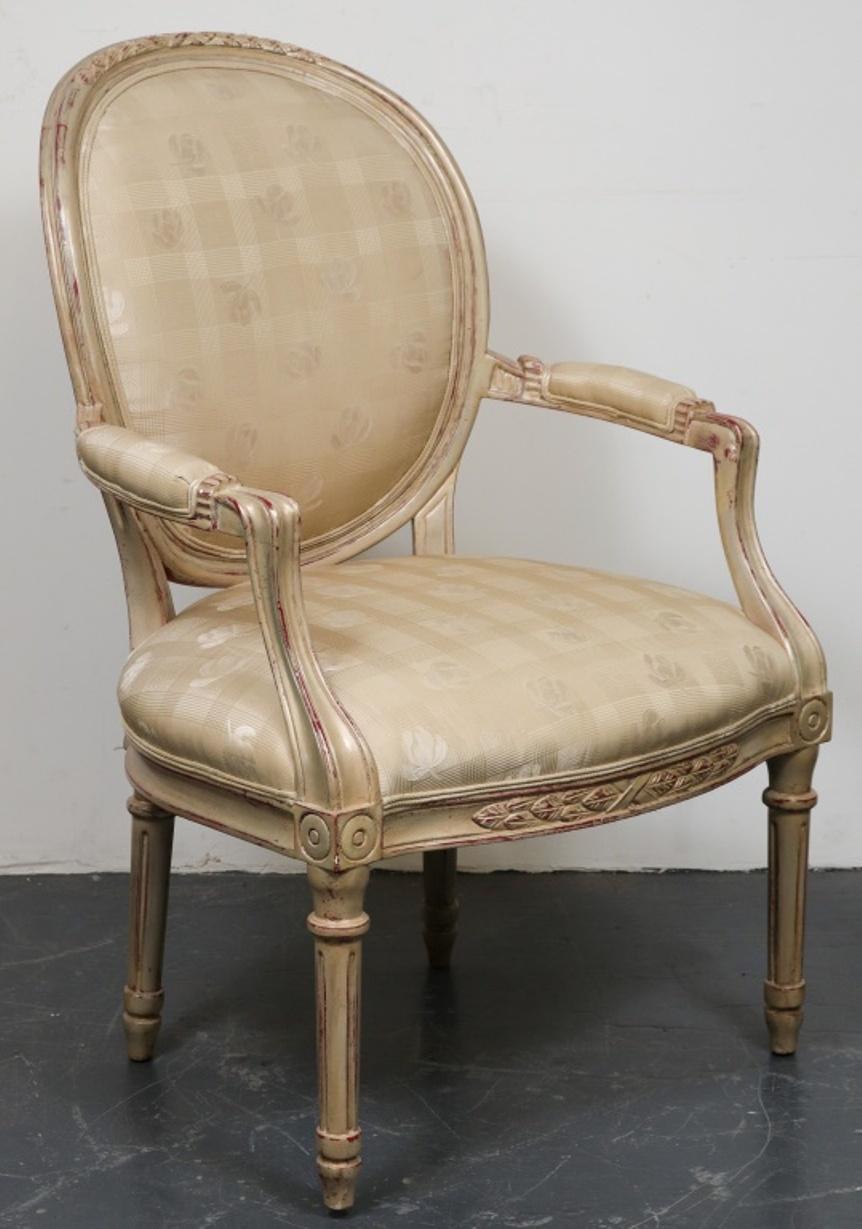 French Louis XVI Manner Fauteuils, Pair In Good Condition In New York, NY