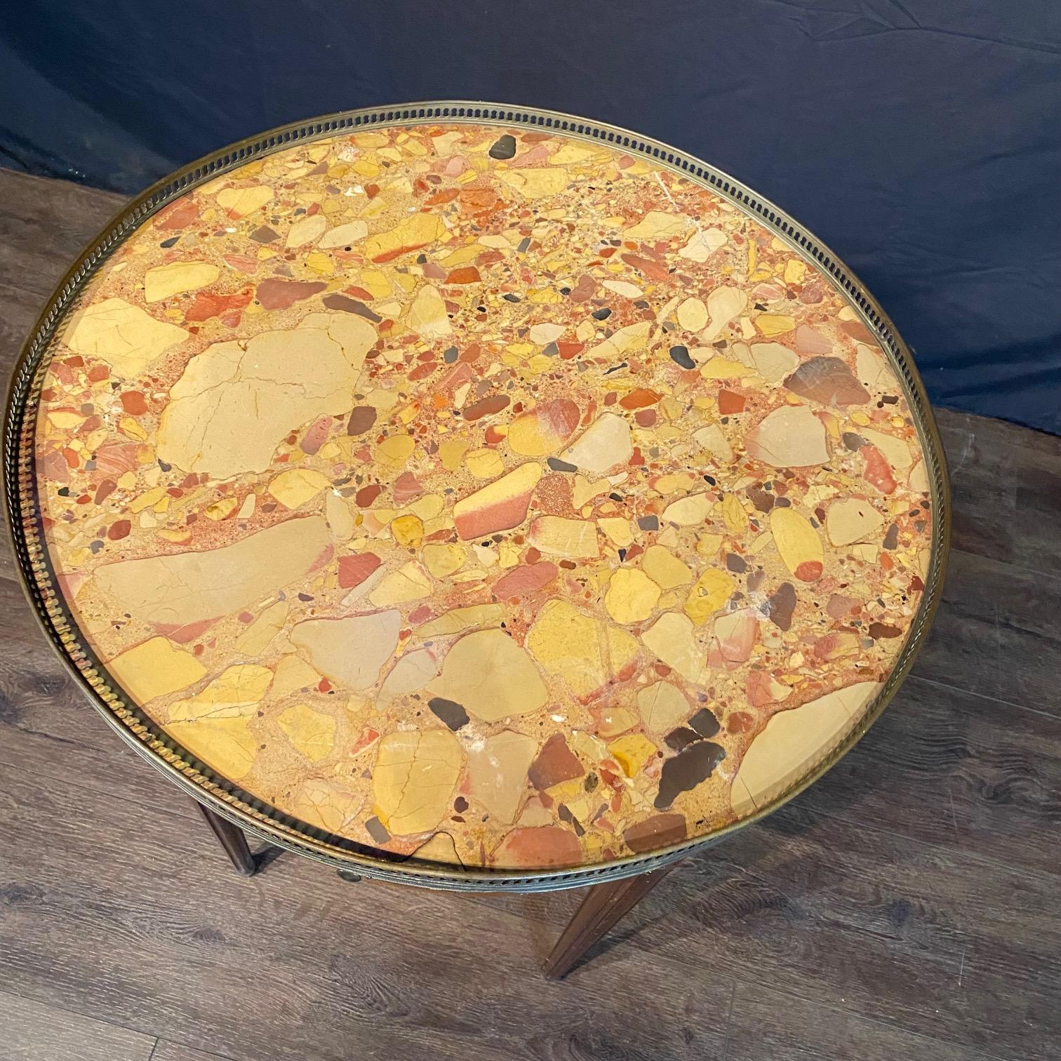 French Louis XVI Marble Top Bouillette  Games or Side Table For Sale 5