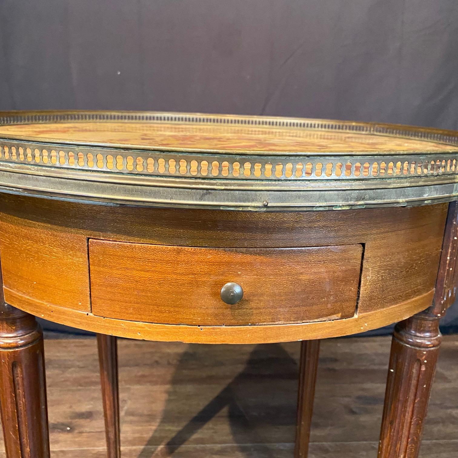 French Louis XVI Marble Top Bouillette  Games or Side Table For Sale 6