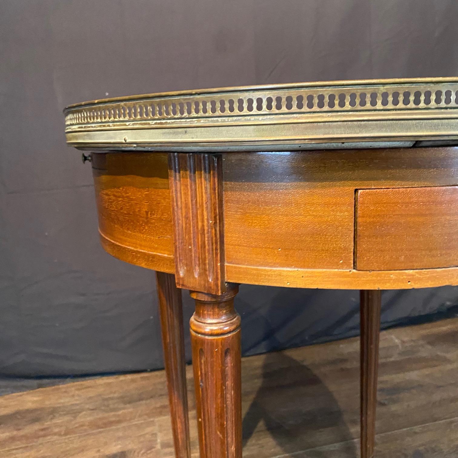 French Louis XVI Marble Top Bouillette  Games or Side Table For Sale 7