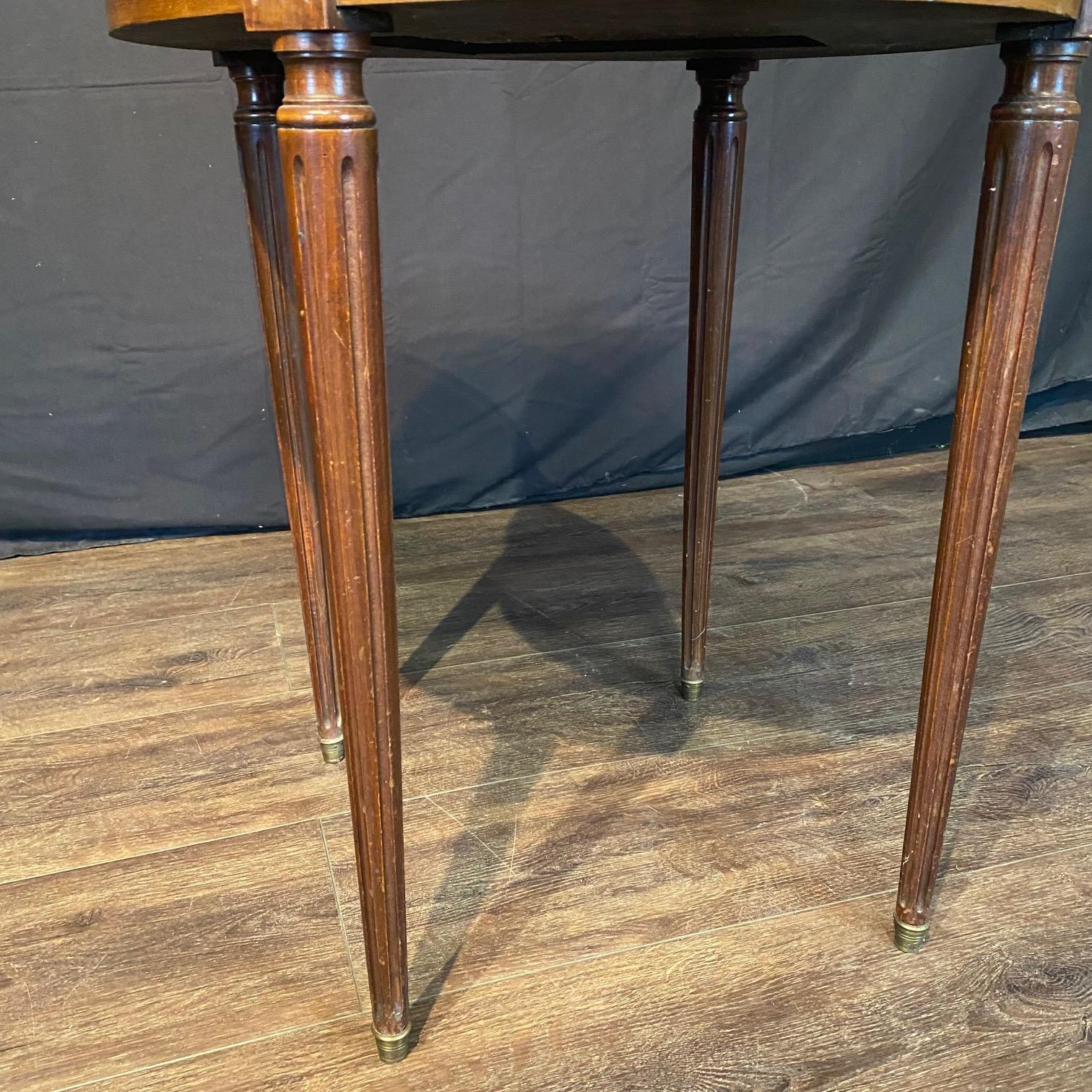 French Louis XVI Marble Top Bouillette  Games or Side Table For Sale 8