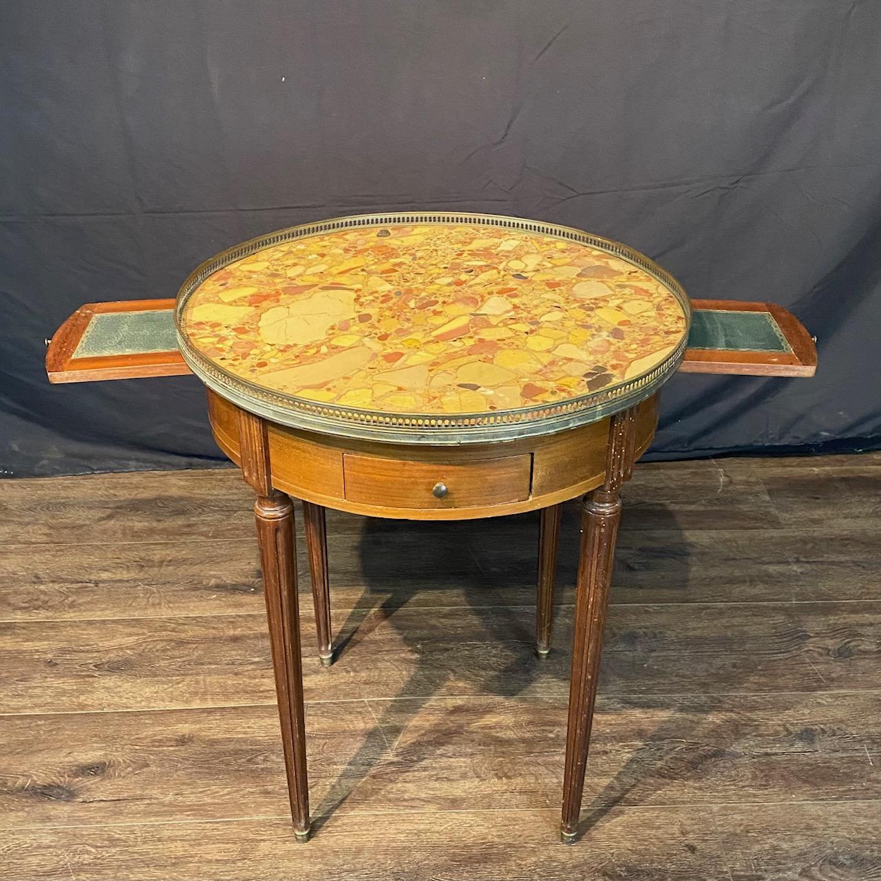 French Louis XVI Marble Top Bouillette  Games or Side Table For Sale 10