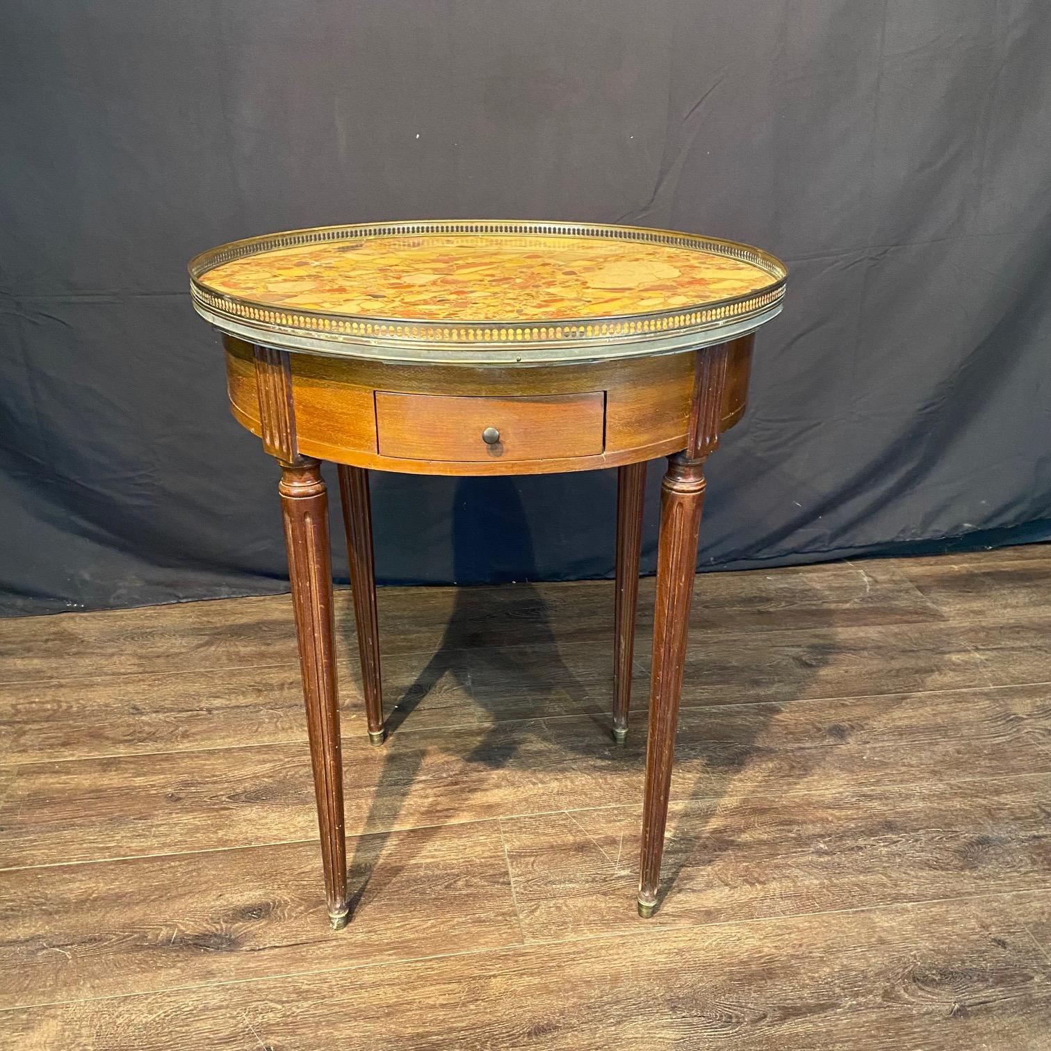 French Louis XVI Marble Top Bouillette  Games or Side Table For Sale 11