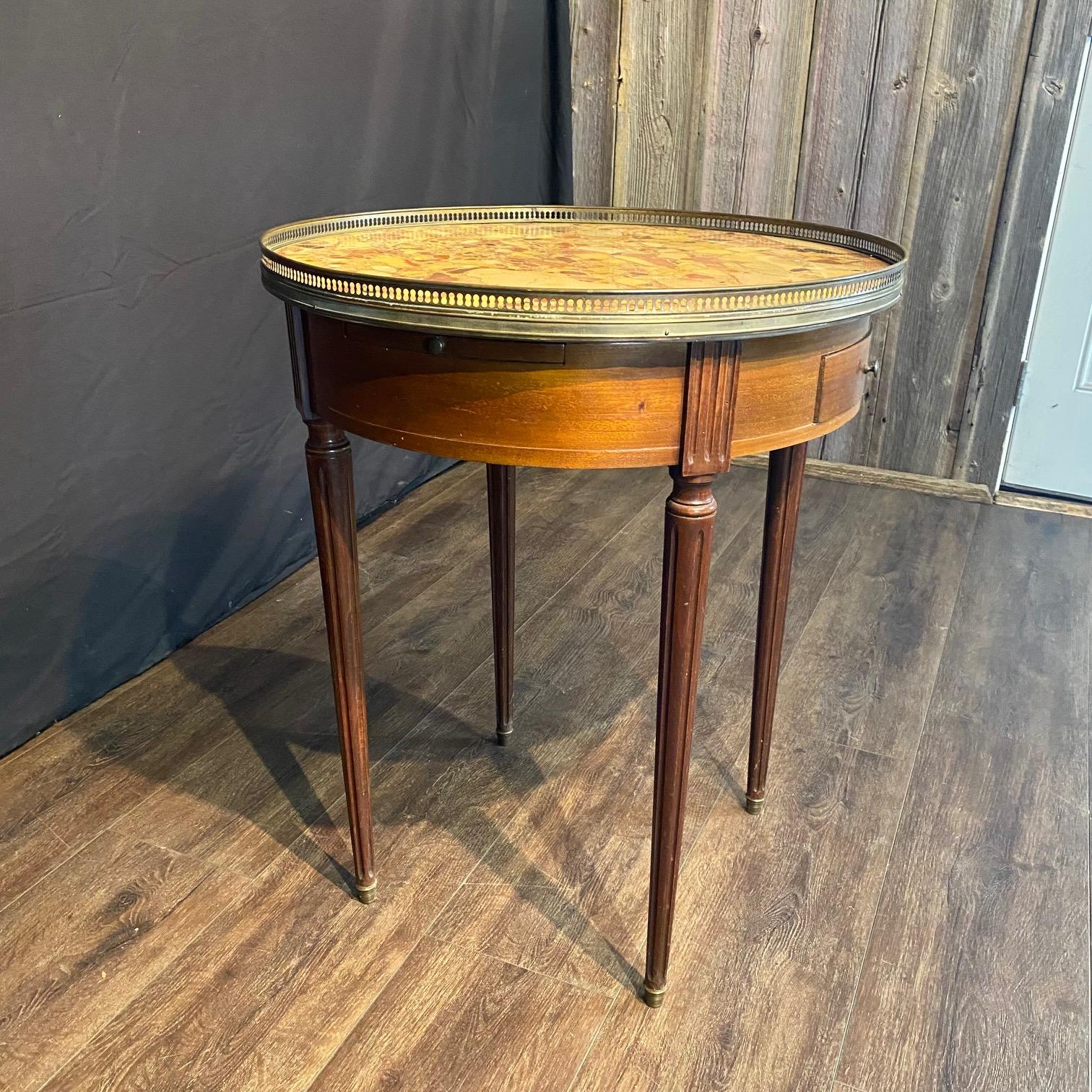 French Louis XVI Marble Top Bouillette  Games or Side Table For Sale 12