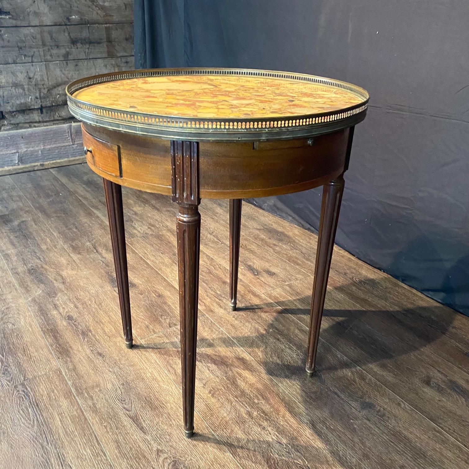 French Louis XVI Marble Top Bouillette  Games or Side Table For Sale 13