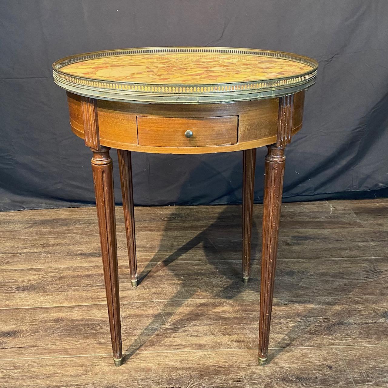 French Louis XVI Marble Top Bouillette  Games or Side Table For Sale 14