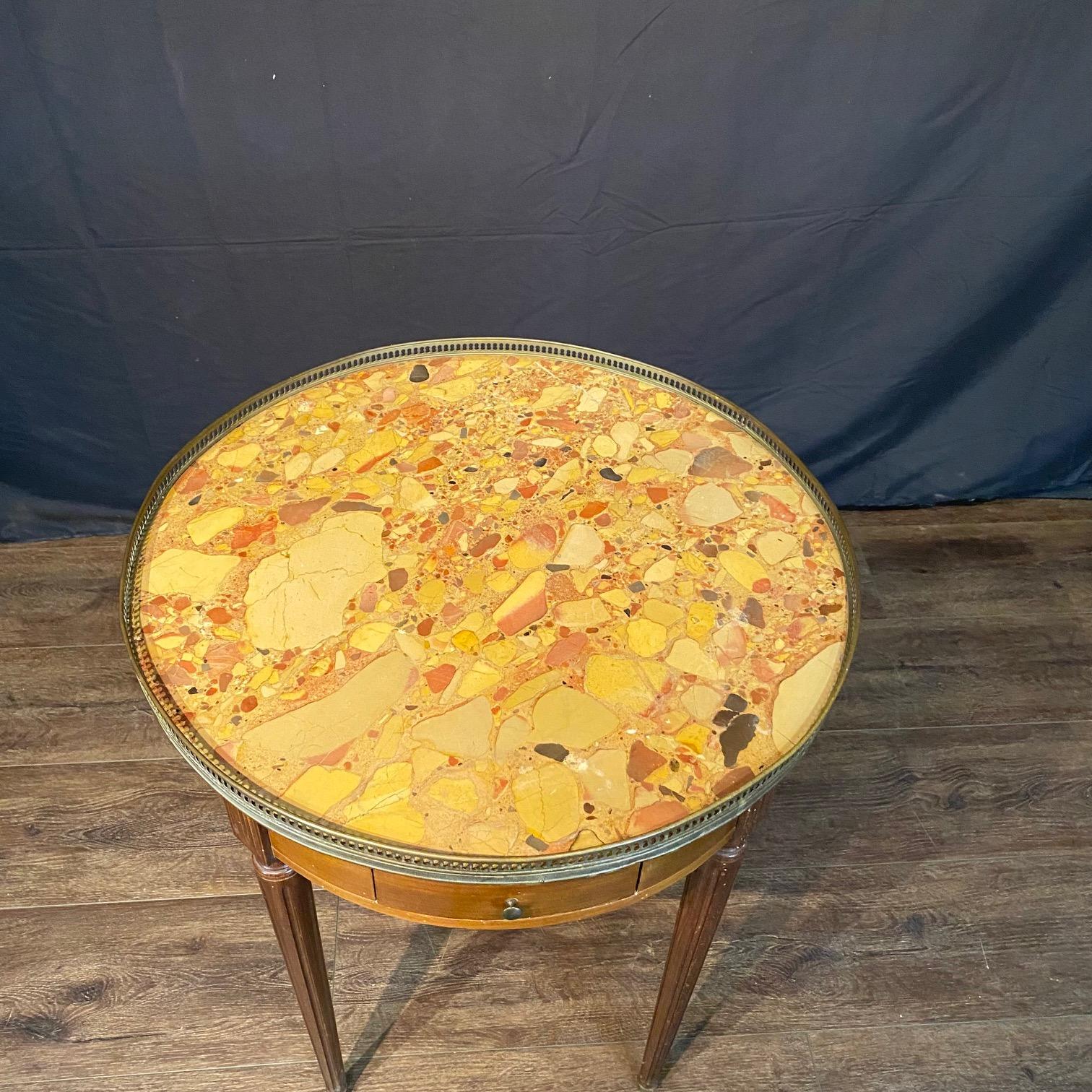 French Louis XVI Marble Top Bouillette  Games or Side Table For Sale 1