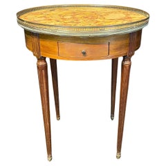 French Louis XVI Marble Top Bouillette  Games or Side Table