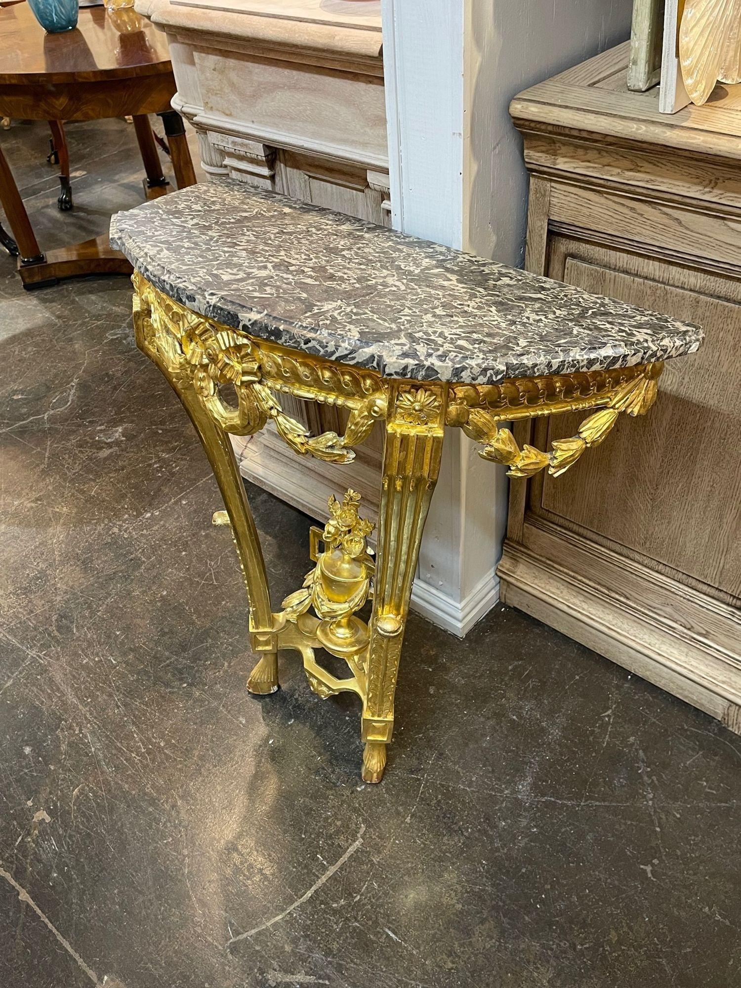 French Louis XVI Marble Top Console In Good Condition For Sale In Dallas, TX