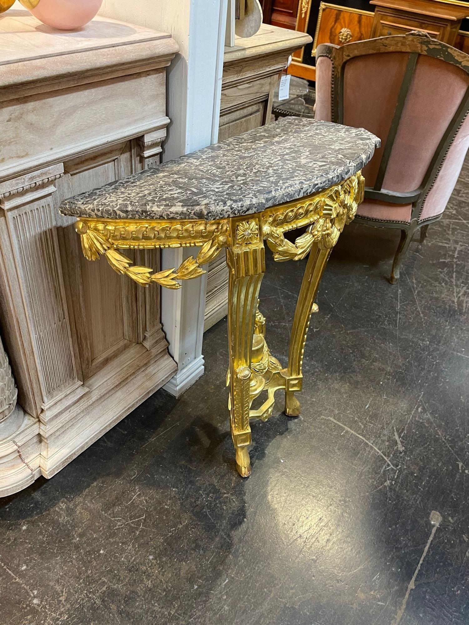 19th Century French Louis XVI Marble Top Console For Sale