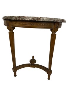 French Louis XVI Marble-Top Fruitwood Wall Mounted Console Table
