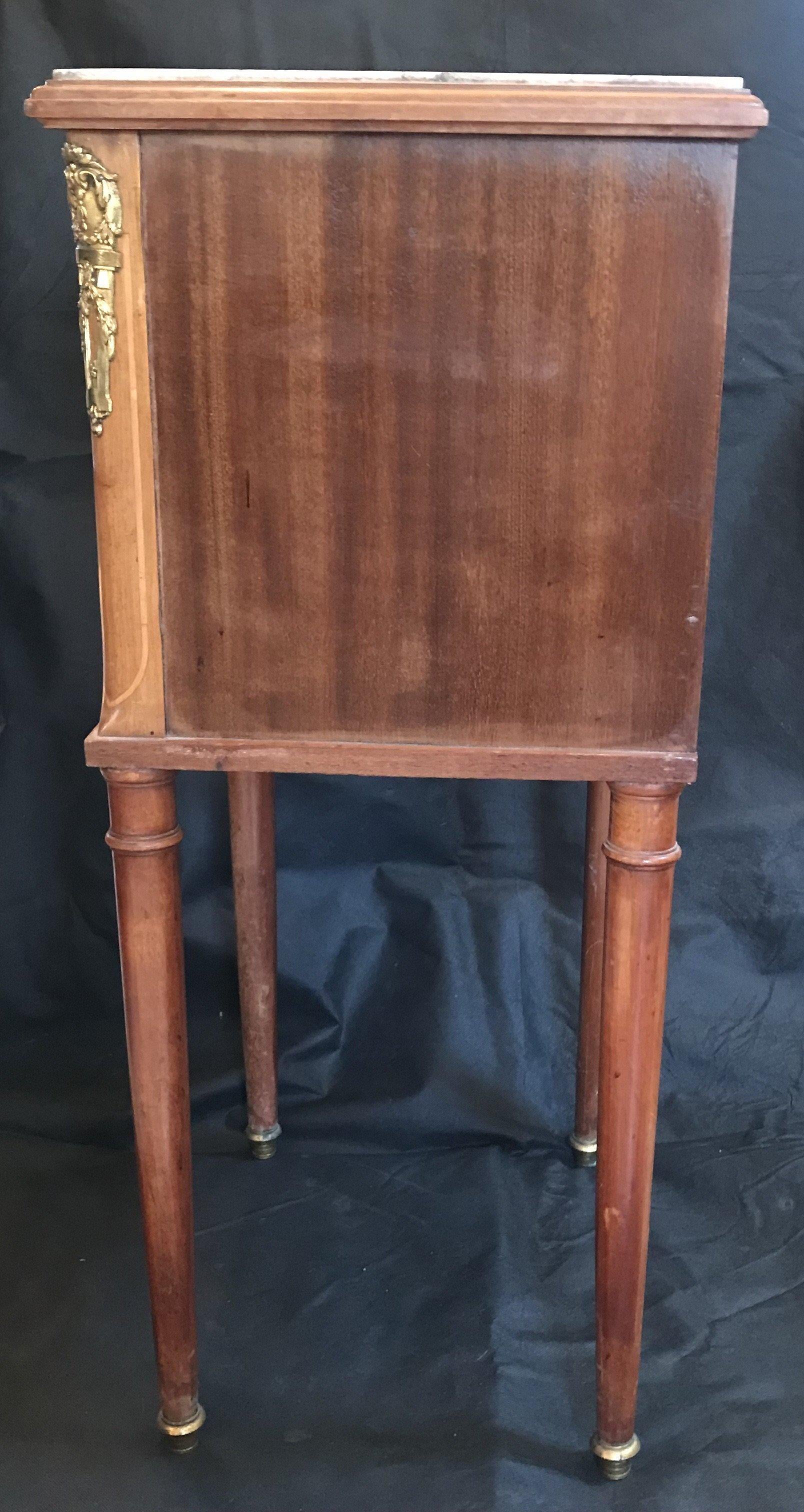 French Louis XVI Marble Top Night Stand with Marble Interior For Sale 4