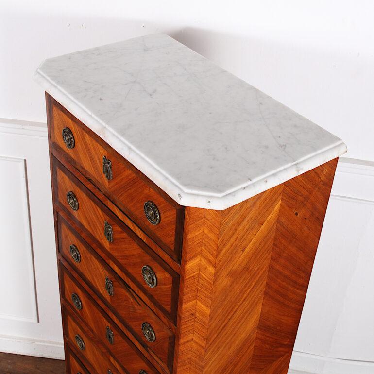 French Louis XVI Marble Top Semainier Seven Drawer Chest  2