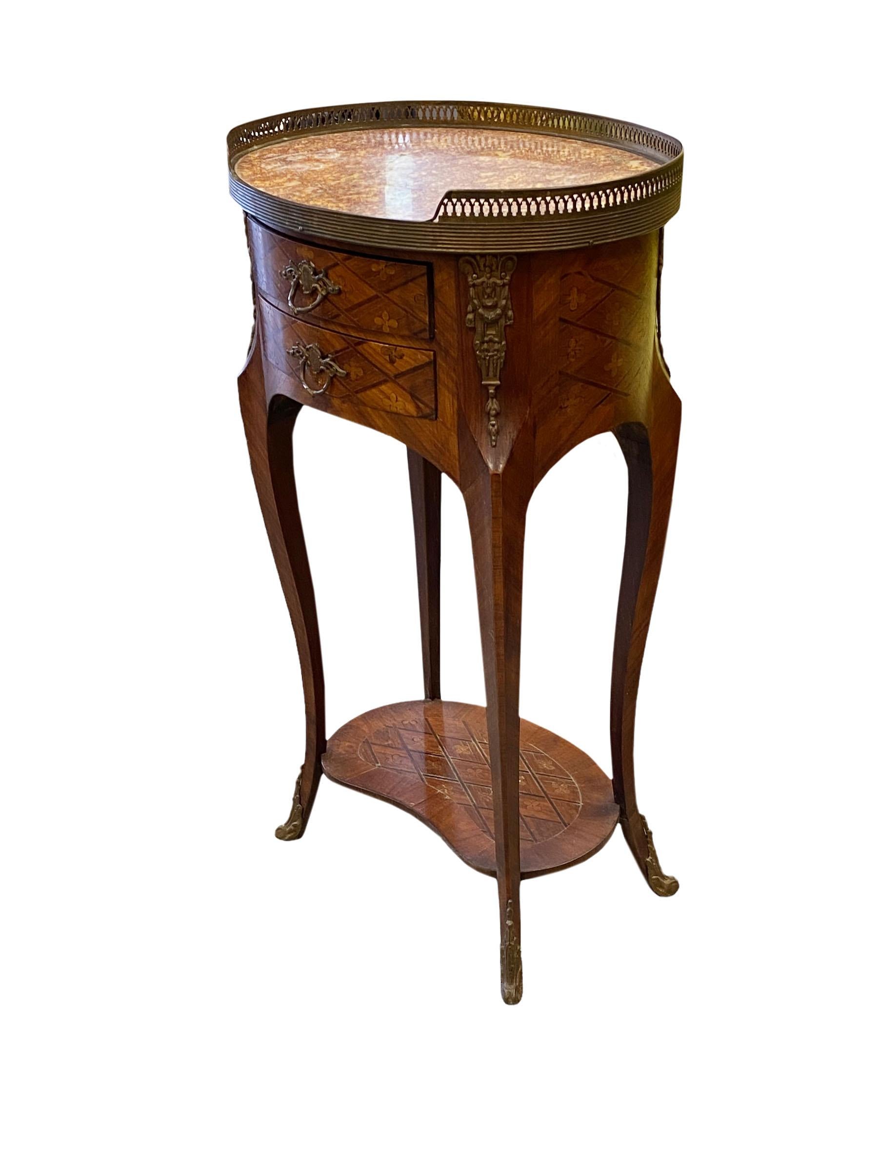 French Louis XVI Marble Top Side Table 1