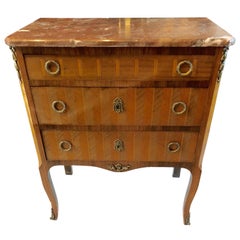 Antique French Louis XVI Marble Top Small Commode Lingerie Chest