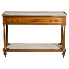 French Louis XVI Marble Top Two Tier & Brass Gallery Dessert Table, C.1790