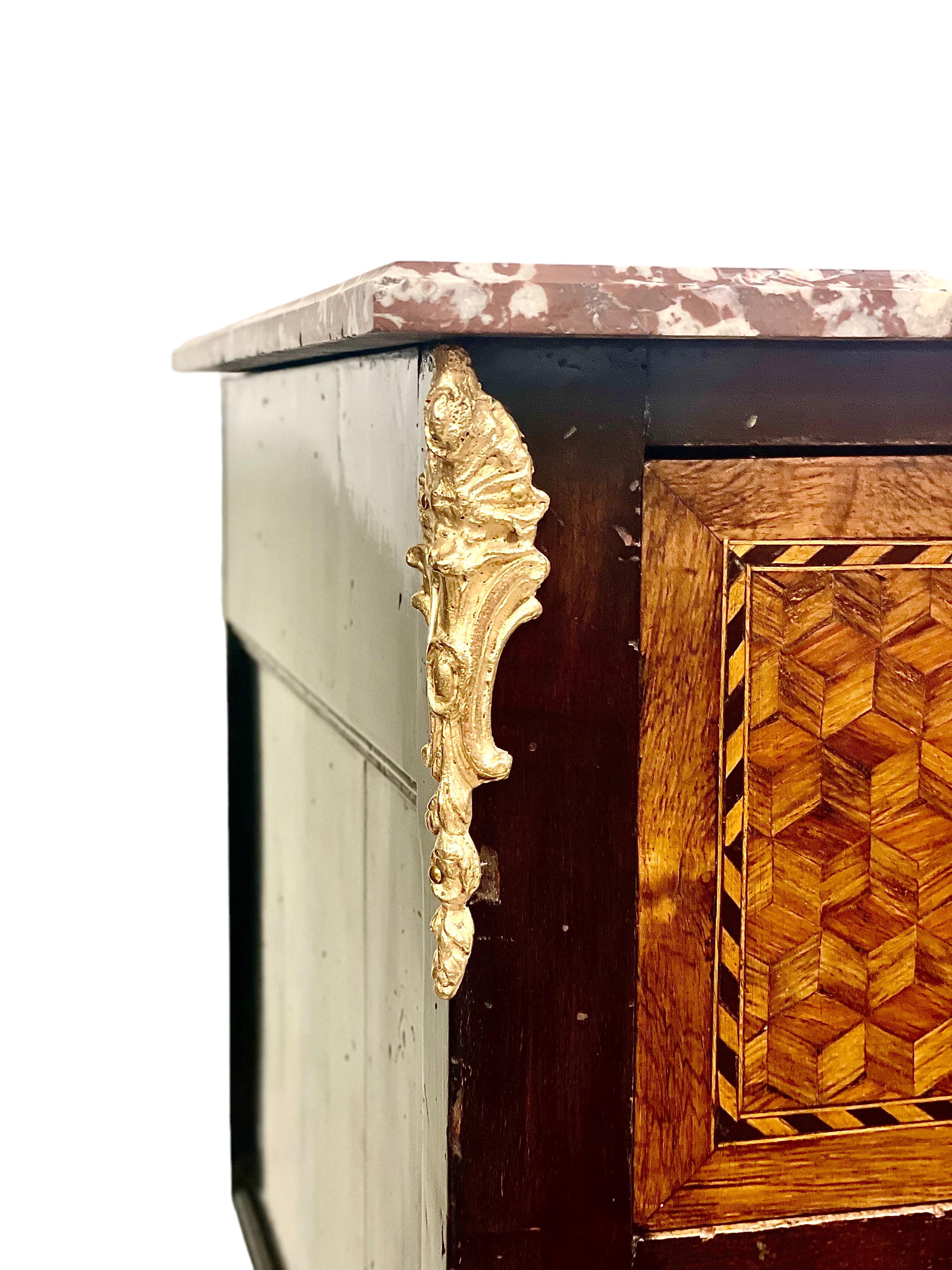 18th Century and Earlier 1780s Louis XVI French Petite Marquetry Commode For Sale