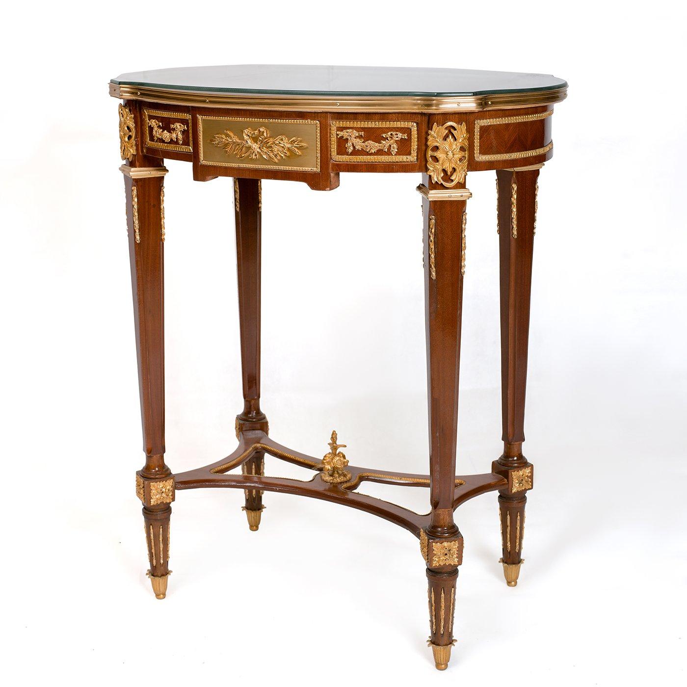 Wood French Louis XVI Marquetry Inlaid Table (3 Set), 20th Century For Sale