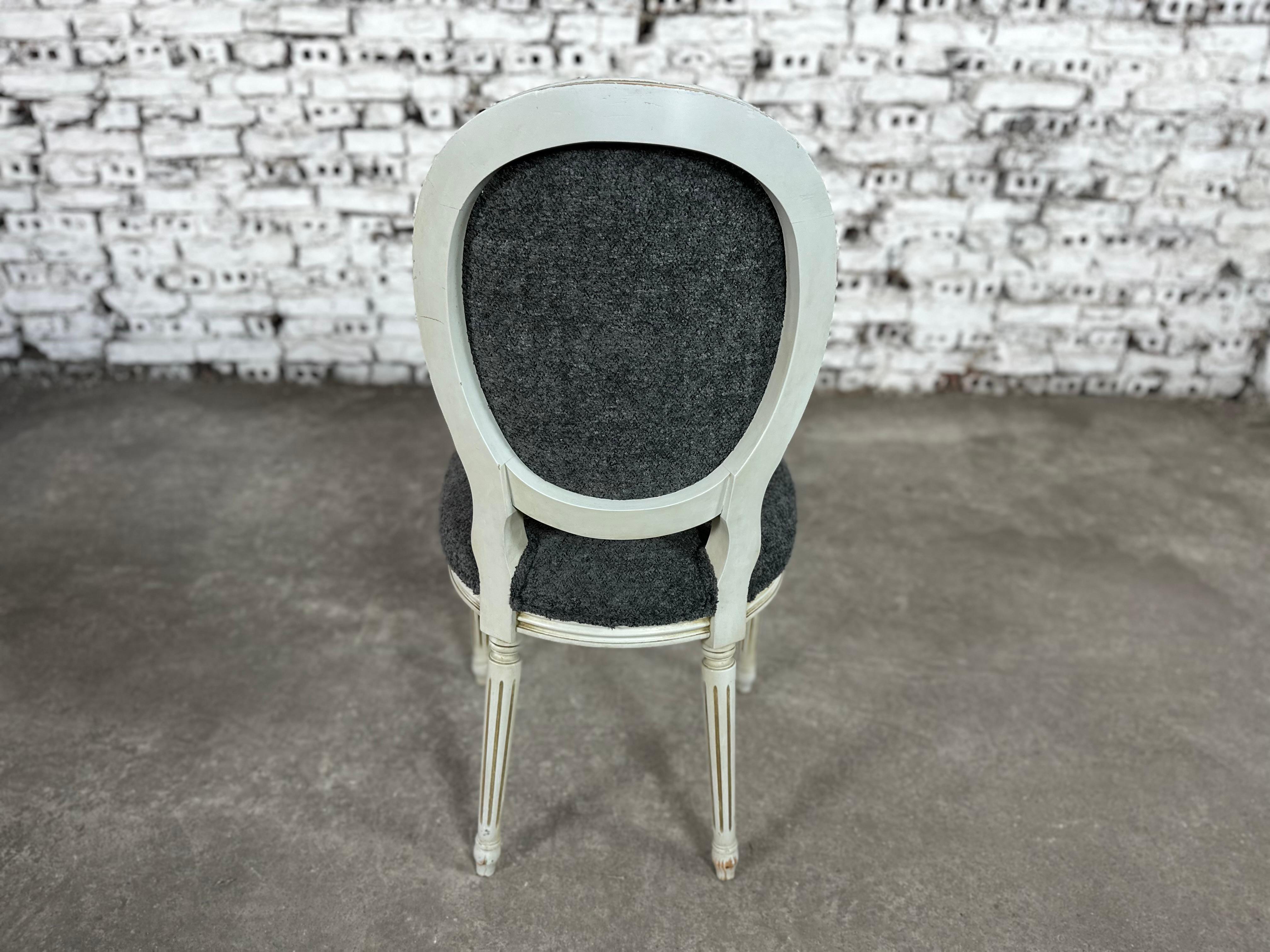 French Louis XVI Medallion Back Dining Chairs, Reupholstered - Set of 6 For Sale 4