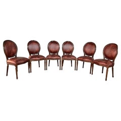 French Louis XVI Medallion Back Dining Chairs, Reupholstered - Set of 6