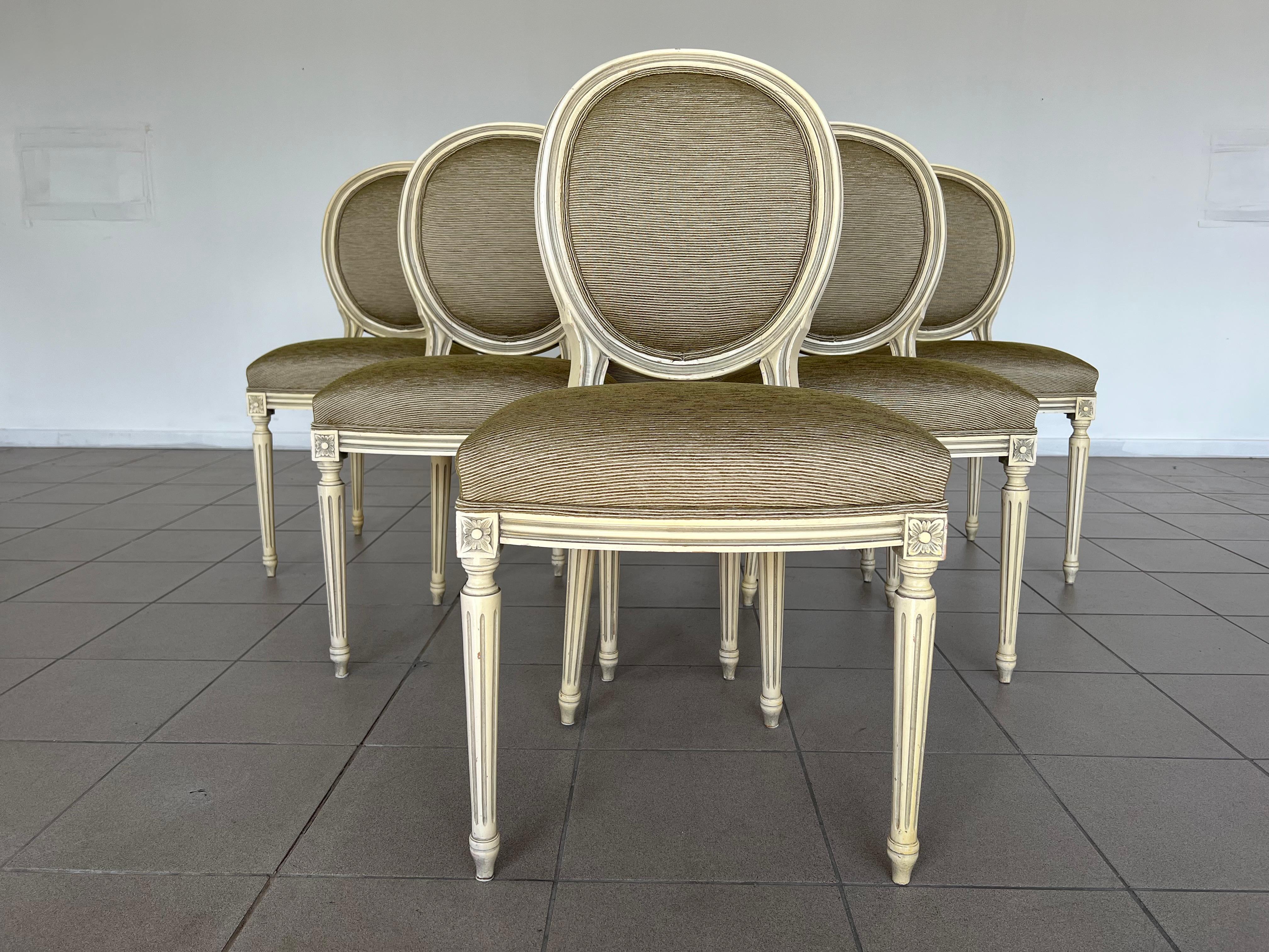 20th Century French Louis XVI Medallion Back Dining Chairs - Set of 6