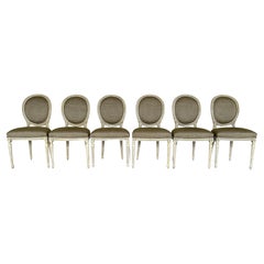 French Louis XVI Medallion Back Dining Chairs - Set of 6