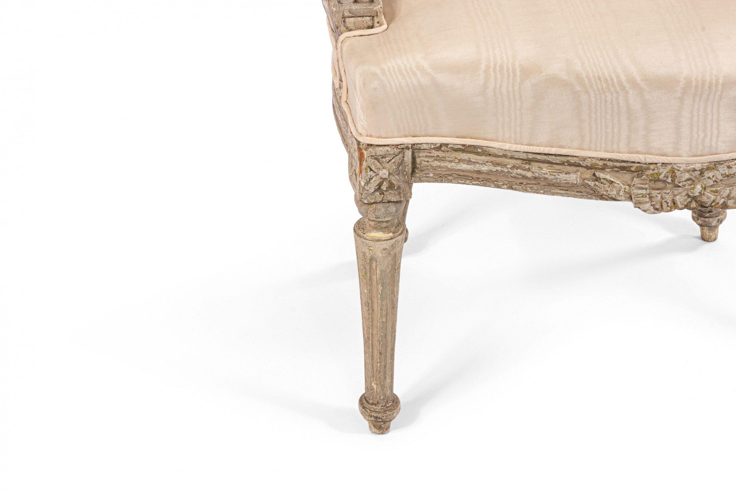 French Louis XVI Moire Armchairs For Sale 2