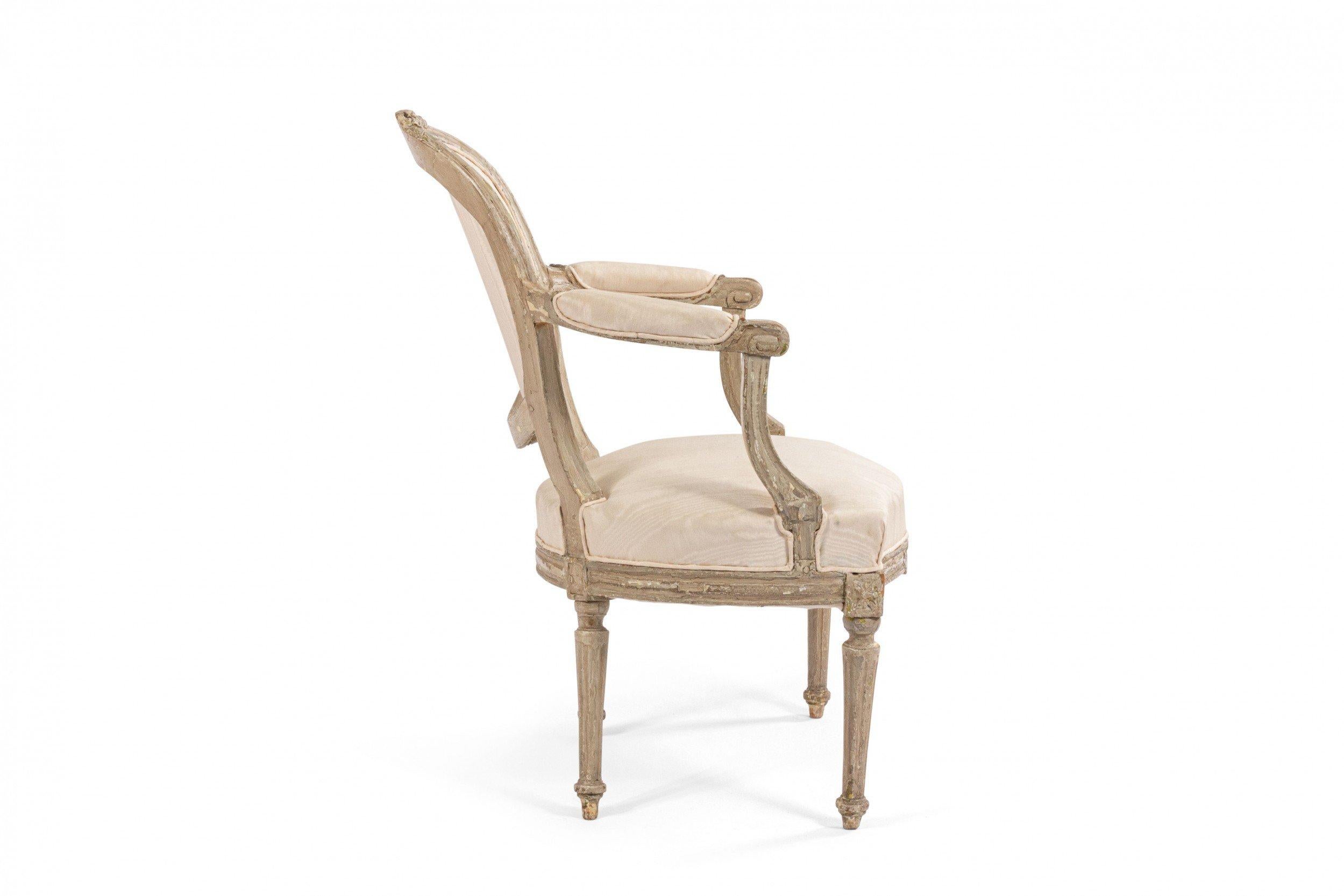 18th Century and Earlier French Louis XVI Moire Armchairs For Sale