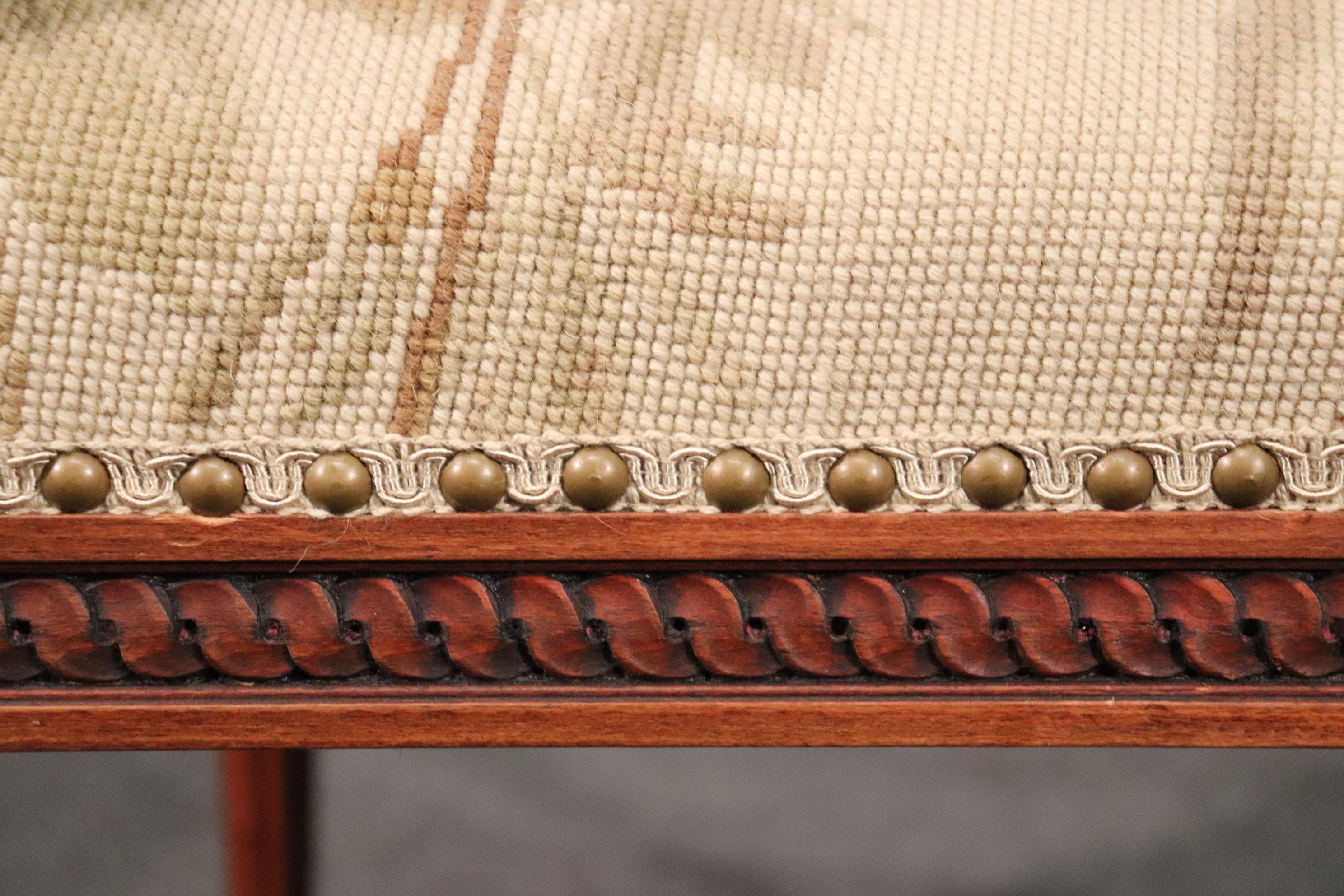 French Louis XVI Needlepoint Fauteuil Armchair in Walnut, circa 1890 For Sale 8