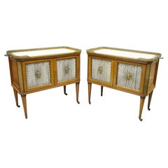 French Louis XVI Neoclassical Regency Mahogany Server Cabinet Tables, a Pair