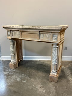 French Louis XVI Neoclassical Style Carved Wood Fireplace Mantel