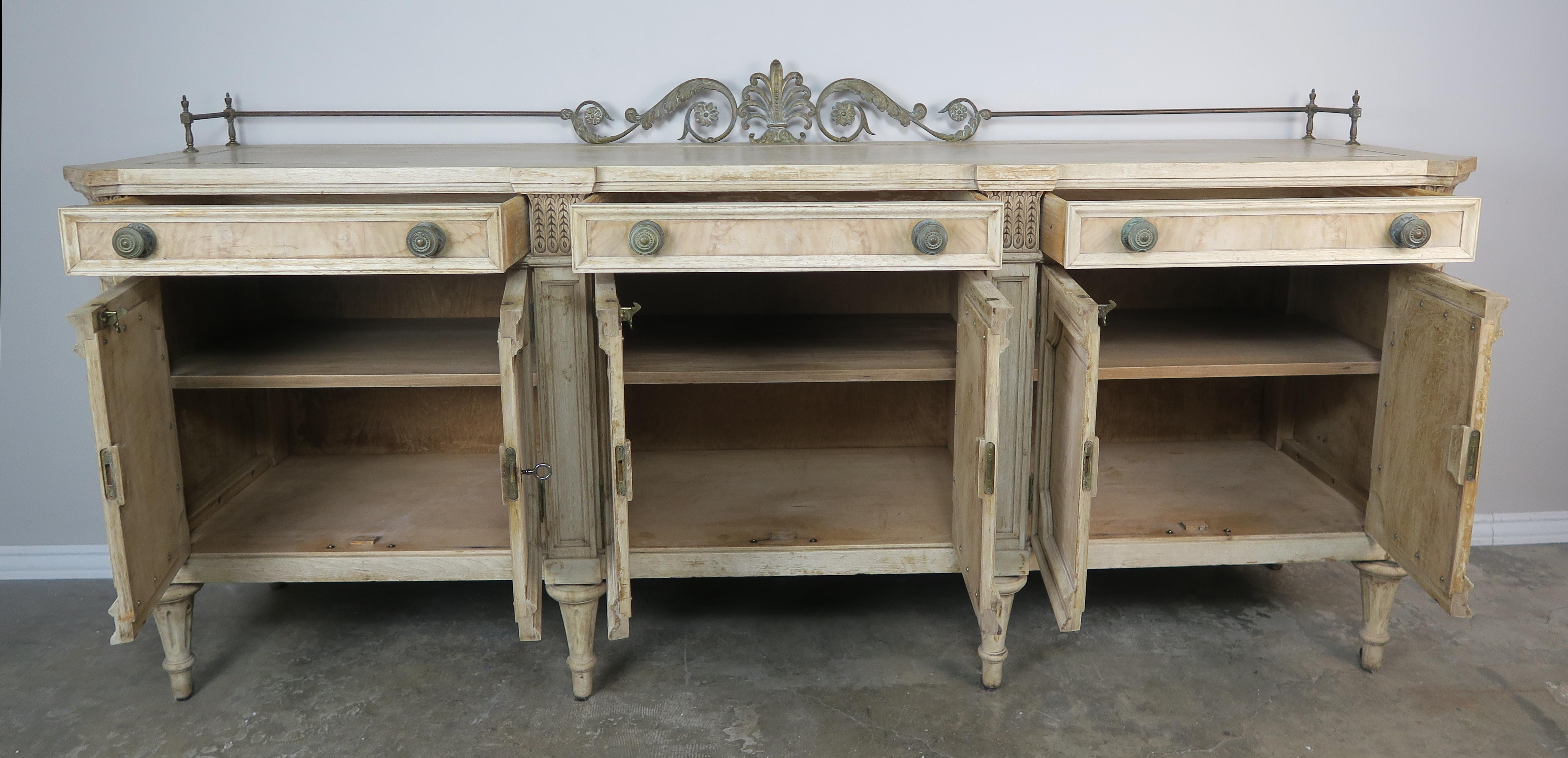 Walnut French Louis XVI Neoclassical Style Sideboard, circa 1900s