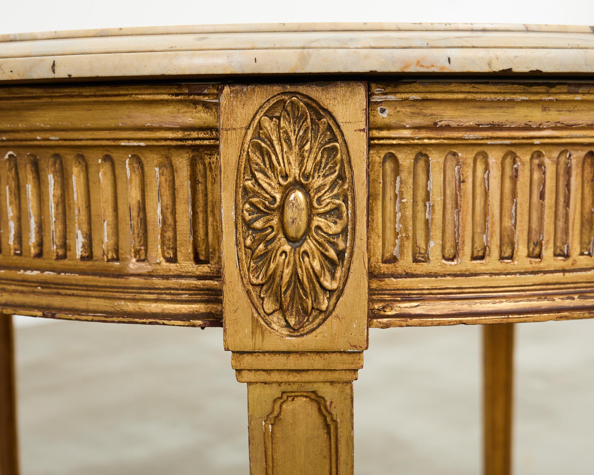 French Louis XVI Neoclssical Style Marble Top Center Table For Sale 4