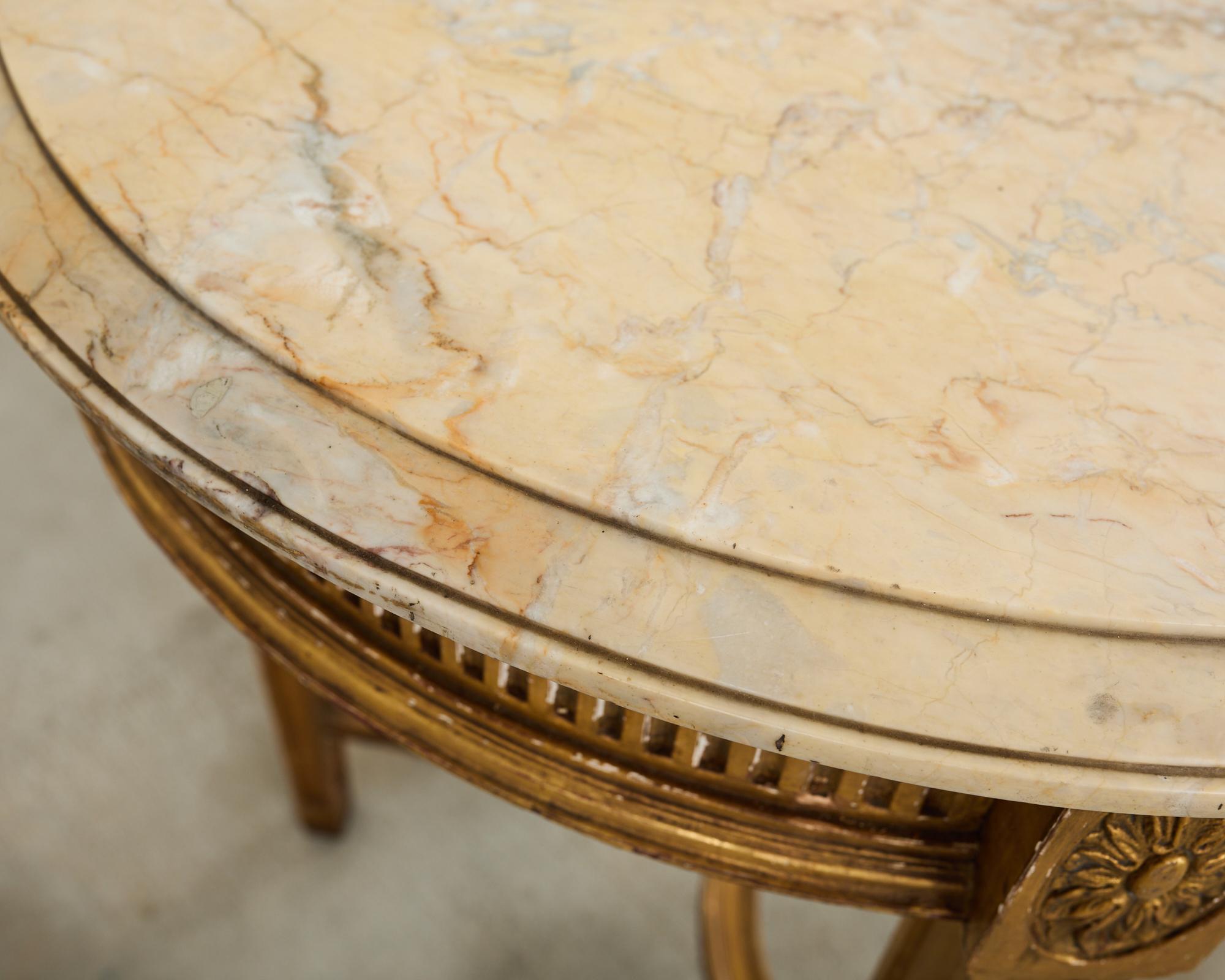 French Louis XVI Neoclssical Style Marble Top Center Table For Sale 5
