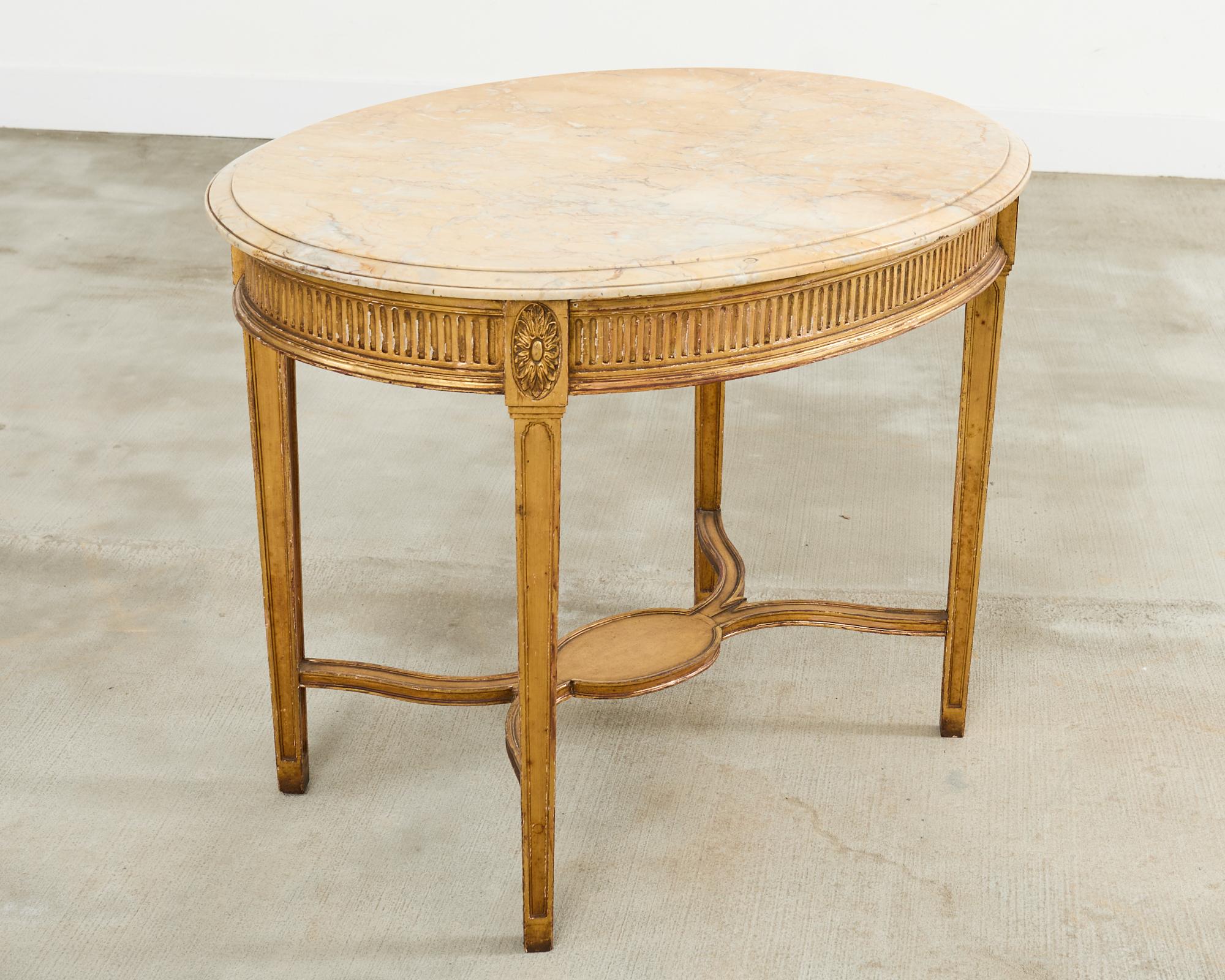 French Louis XVI Neoclssical Style Marble Top Center Table For Sale 7