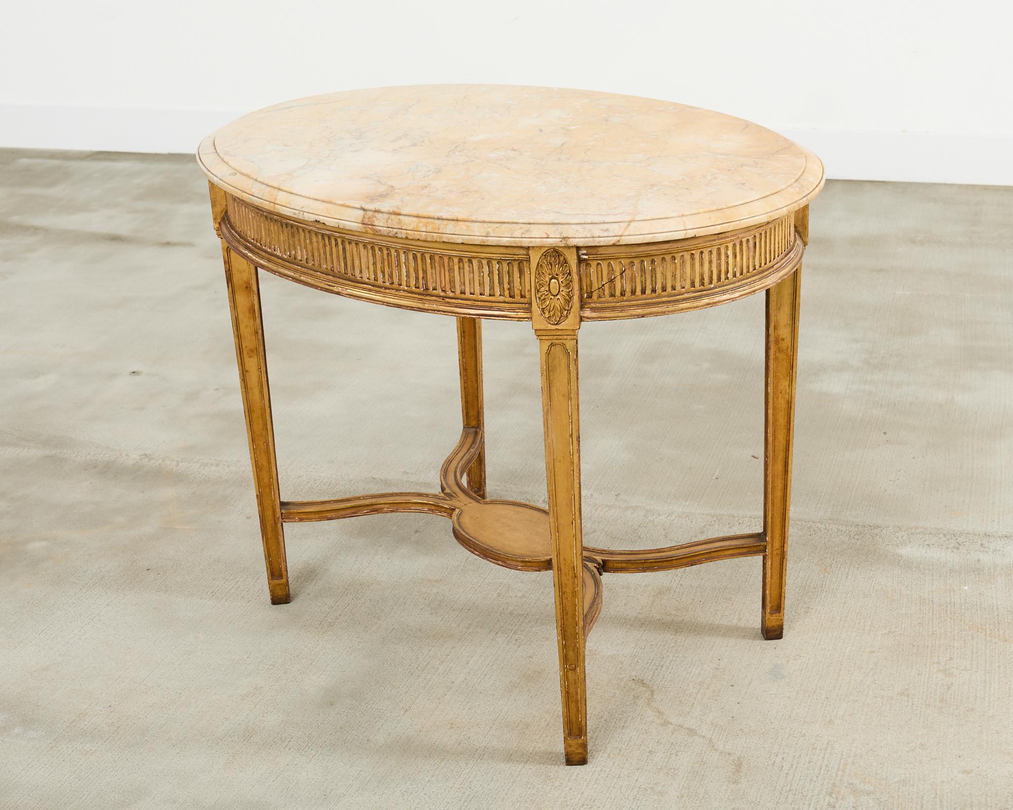 French Louis XVI Neoclssical Style Marble Top Center Table For Sale 10