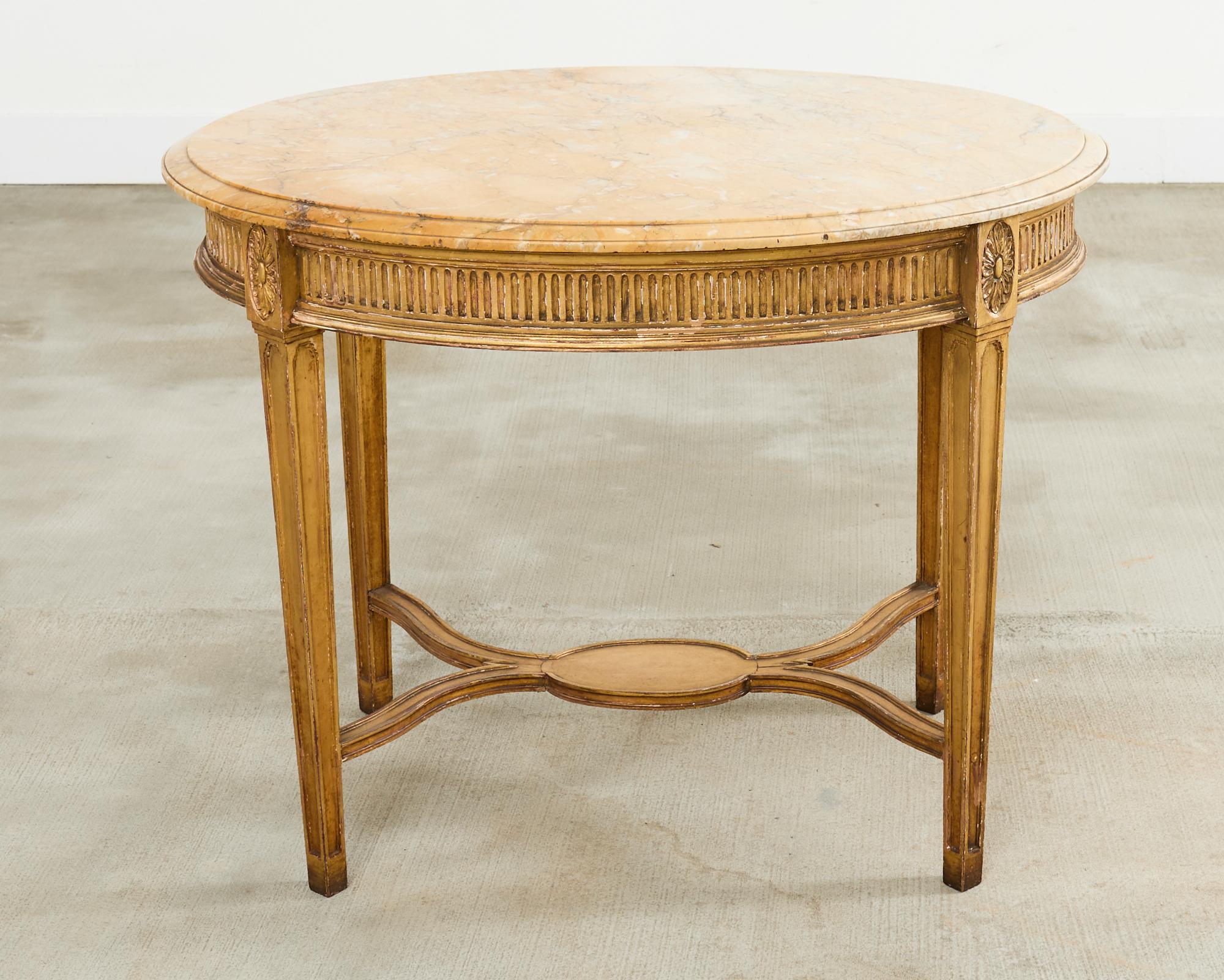 French Louis XVI Neoclssical Style Marble Top Center Table For Sale 14
