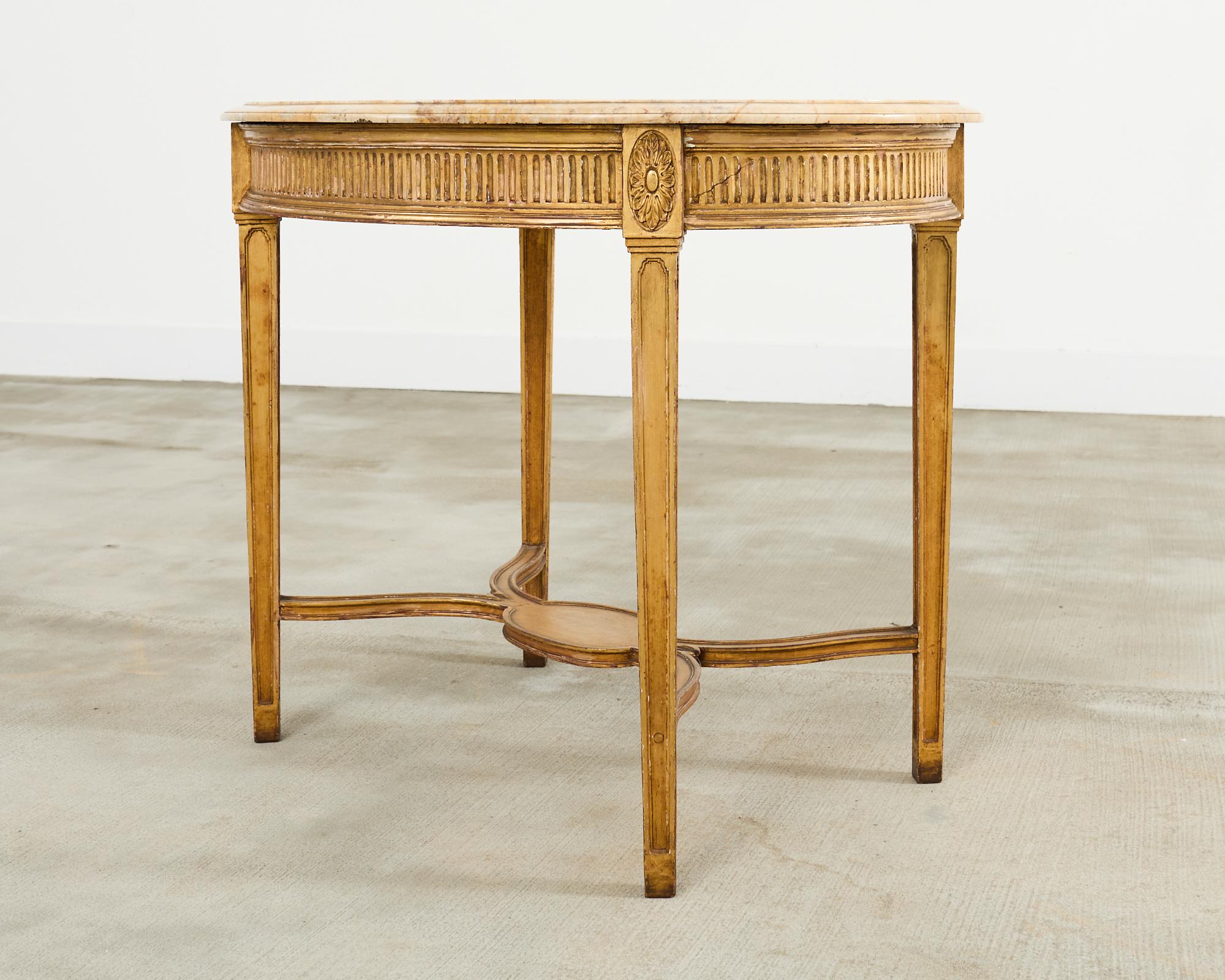 Neoclassical French Louis XVI Neoclssical Style Marble Top Center Table For Sale
