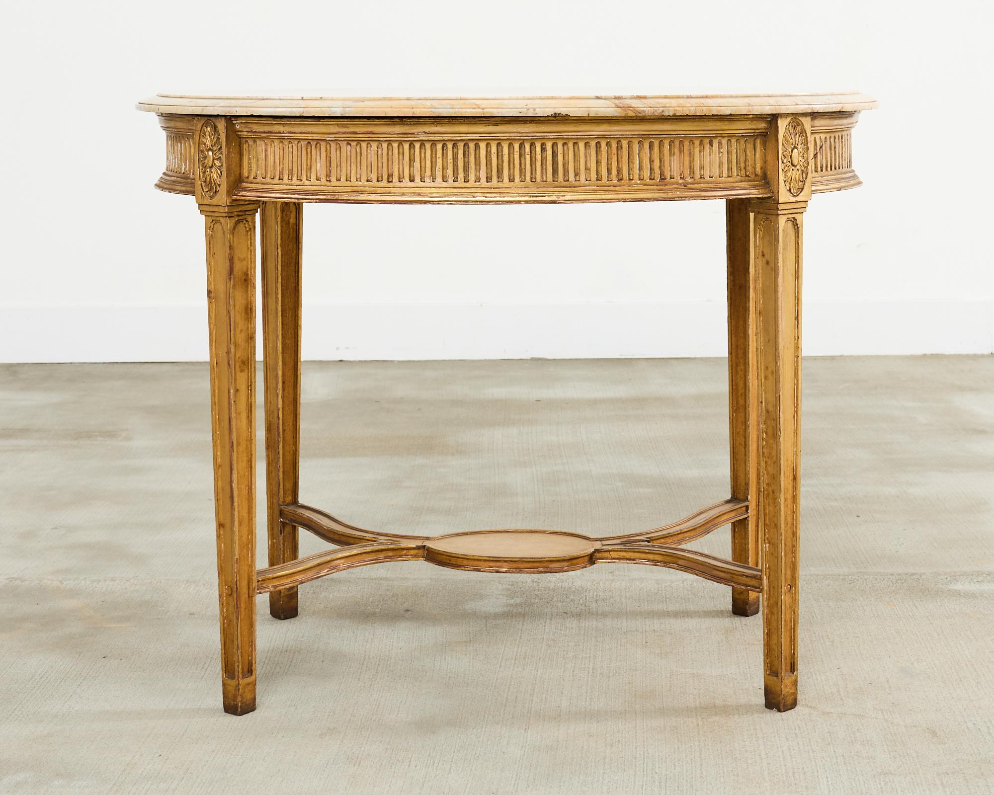 Hand-Crafted French Louis XVI Neoclssical Style Marble Top Center Table For Sale